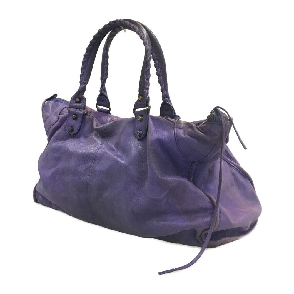 Balenciaga City Purple zipper Bag braided front handles pocket Classic